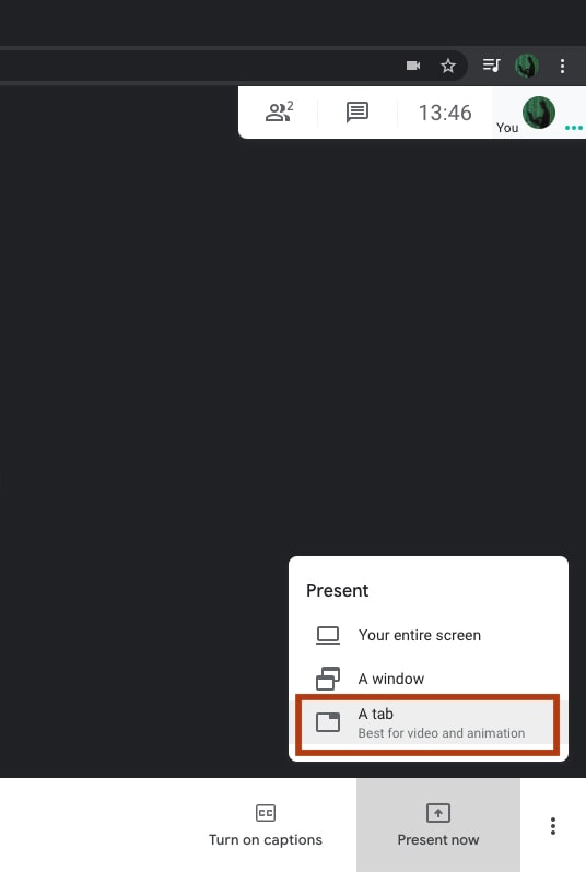 How can share screen with audio on Google meet in MacBook